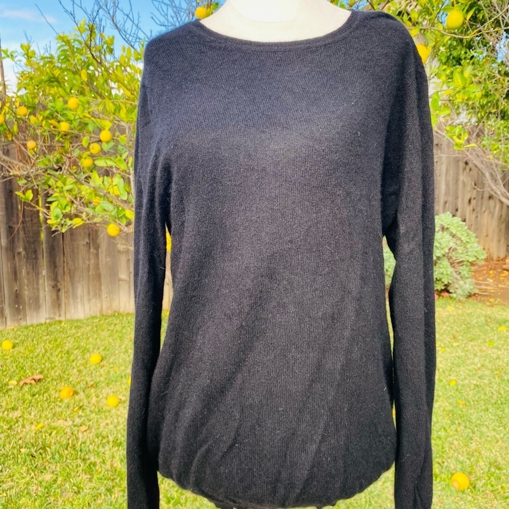 CHARTER CLUB 100% CASHMERE BLACK CREWNECK SWEATER XL LUXURY SOFT KNIT